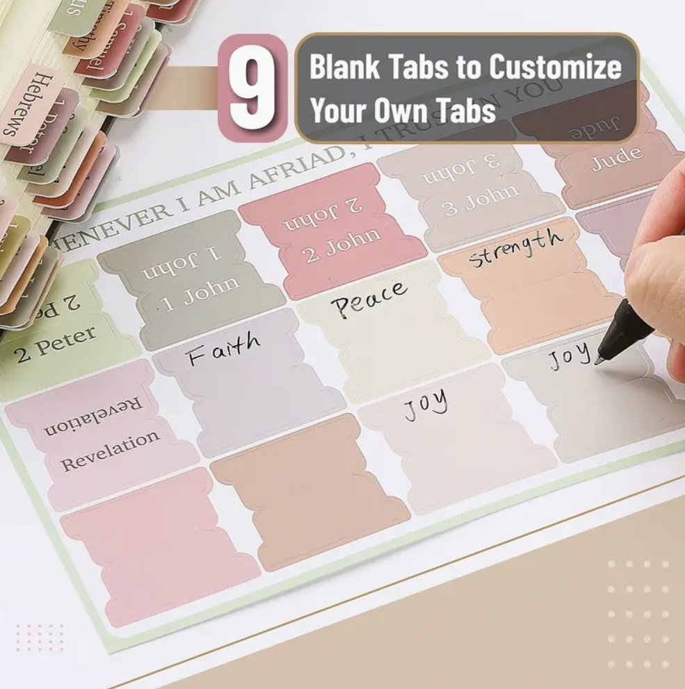 Set of customizable tabs with text labels on a white background