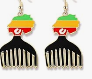 Colorful enamel African earring with bold cultural design, sold individually