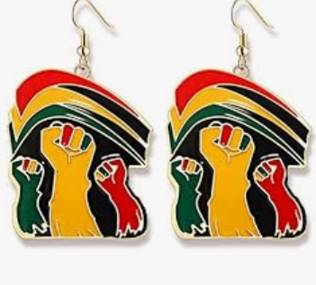 Colorful enamel African earring with bold cultural design, sold individually