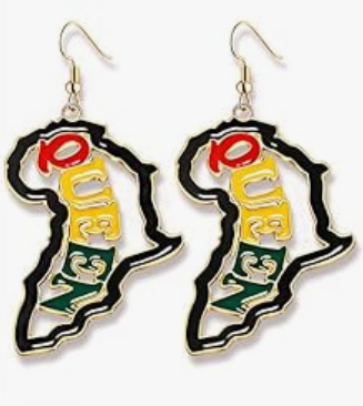 Colorful enamel African earring with bold cultural design, sold individually