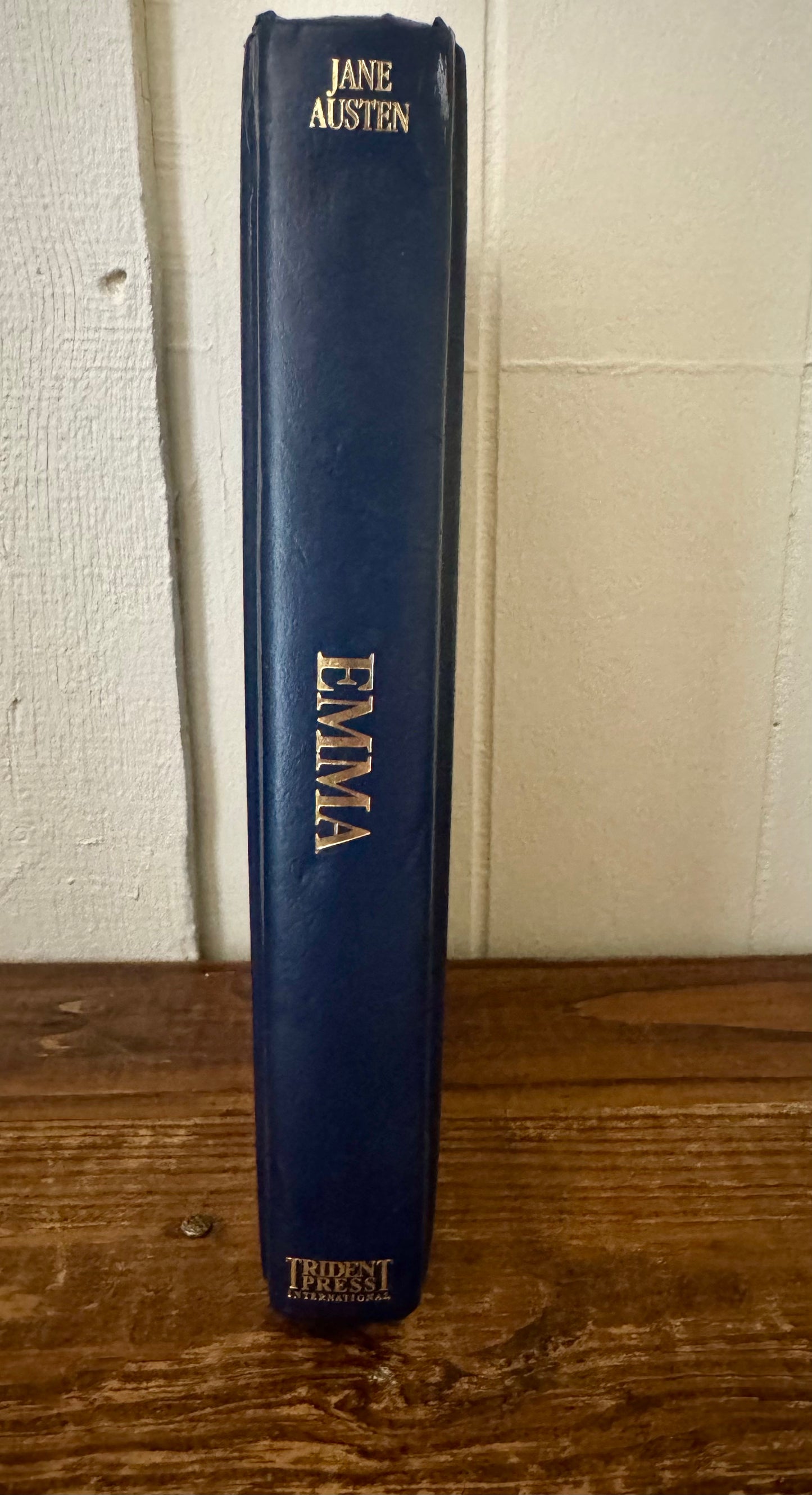 Leatherbound cover of Emma by Jane Austen, published by Trident Press International with an introduction by E.V. Lucas
