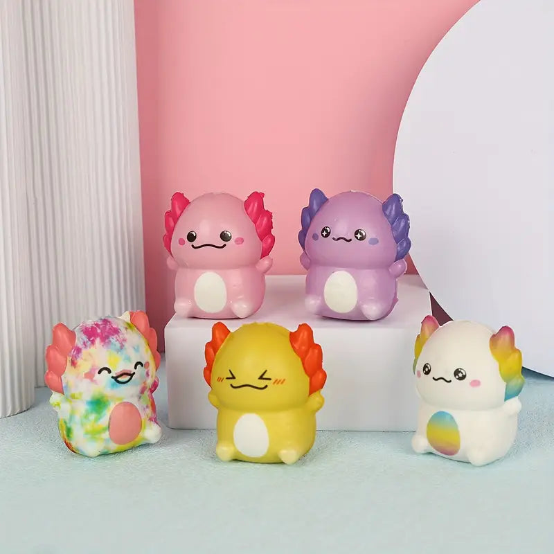 Soft and squishy axolotl stress ball in a cute design, perfect for fidgeting and stress relief.