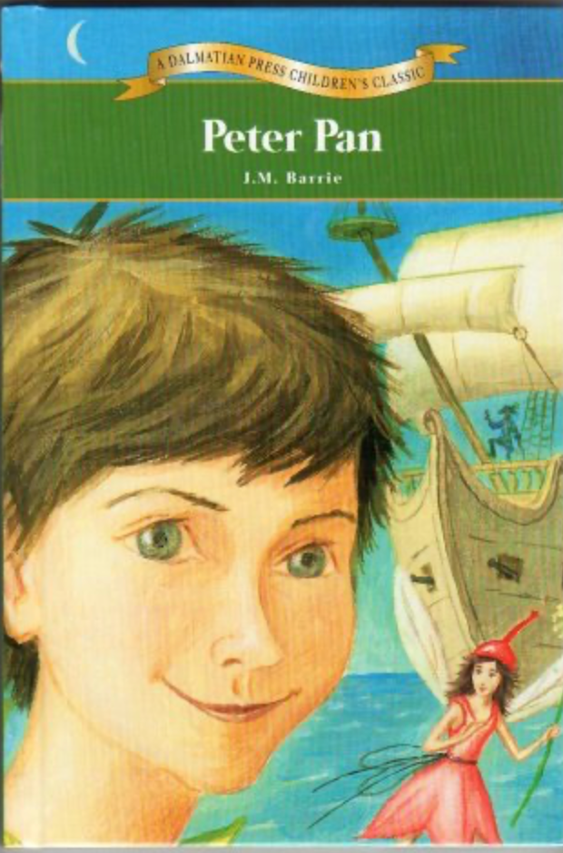 Cover of Peter Pan by J. M. Barrie, Dalmatian Press edition featuring Peter flying with Wendy and the Darling children