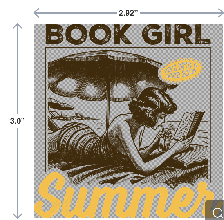 UV-DTF sticker with the phrase Book Girl Summer