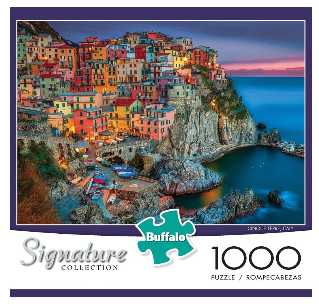 Buffalo Signature Collection 1000‑piece puzzle featuring an illustrated Buffalo, NY map with landmarks and local icons