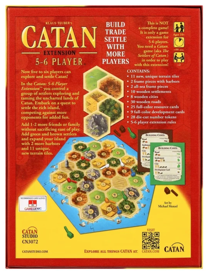 Catan extension box for 5-6 players with game board illustration