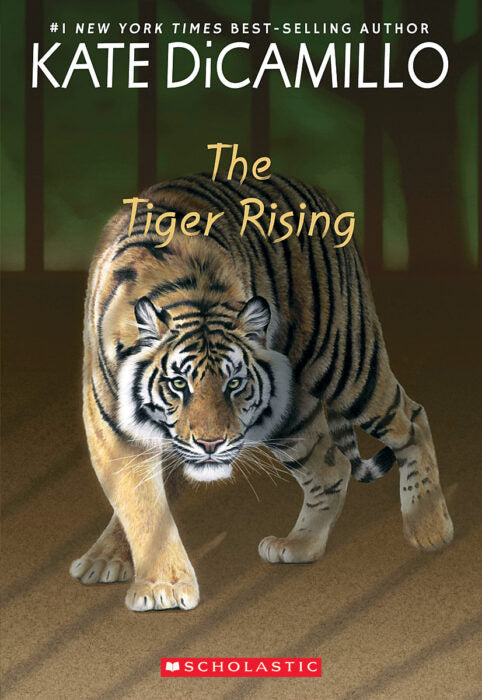 Book cover of 'The Tiger Rising' by Kate DiCamillo featuring a tiger.