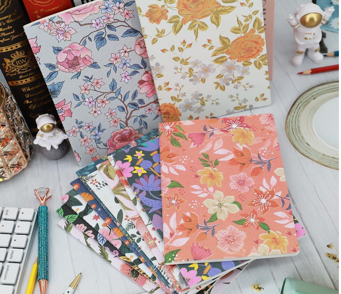 Individually sold A5 journal with gold foil floral embossed cover and thick 80 GSM paper—ideal for journaling, note-taking, or gifting with style.