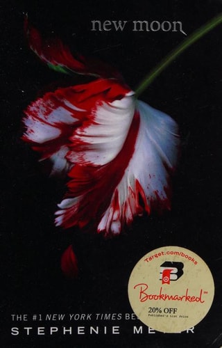 Cover of New Moon by Stephenie Meyer, the second book in the Twilight Saga featuring a moonlit forest