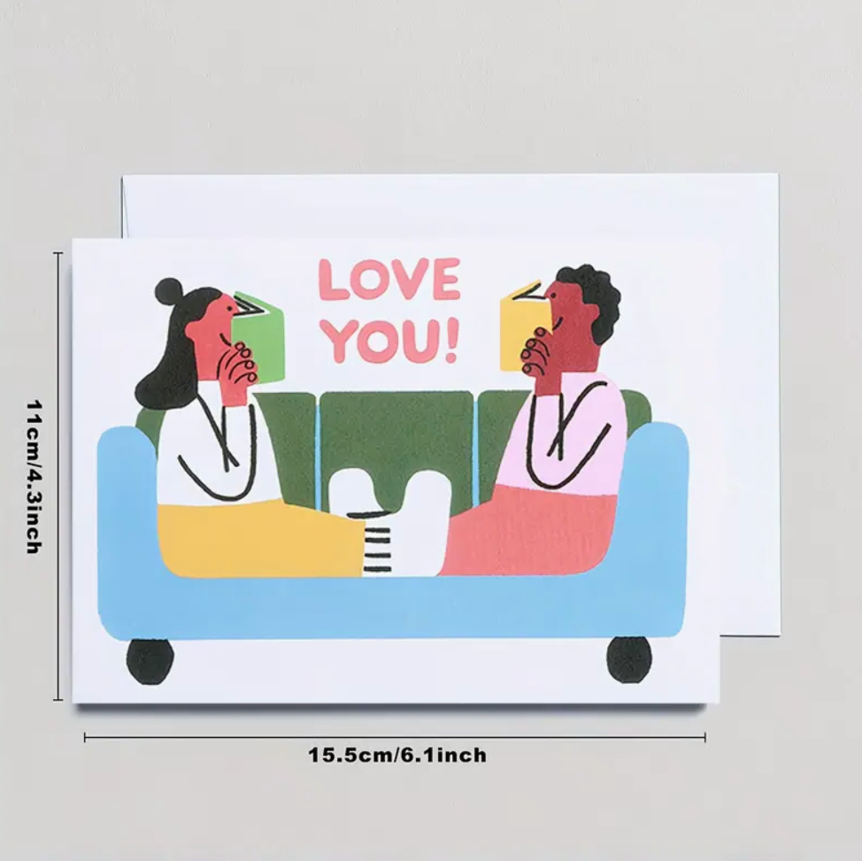 Romantic book-themed greeting card featuring a literary design, perfect for book lovers and readers to express their love.