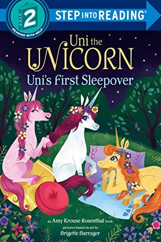 Cover of Uni the Unicorn Uni's First Sleepover by Amy Krouse Rosenthal, Level 2 early reader edition