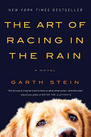Cover of The Art of Racing in the Rain by Garth Stein featuring Enzo the dog gazing thoughtfully at a racetrack