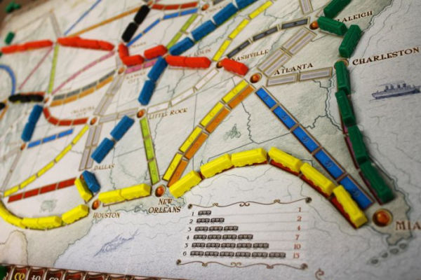 Map with colored sticks representing routes or connections between cities