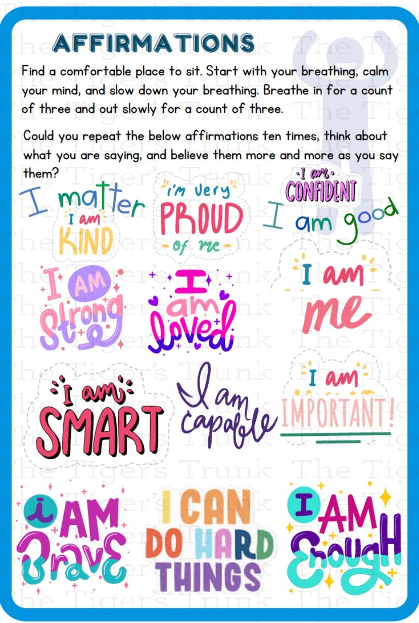 Individual mindfulness card featuring a mental health prompt for daily grounding and emotional well-being