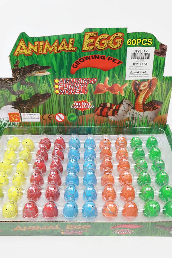 Animal Egg Growing Pet toy showing a colorful egg that hatches into a surprise animal when placed in water.