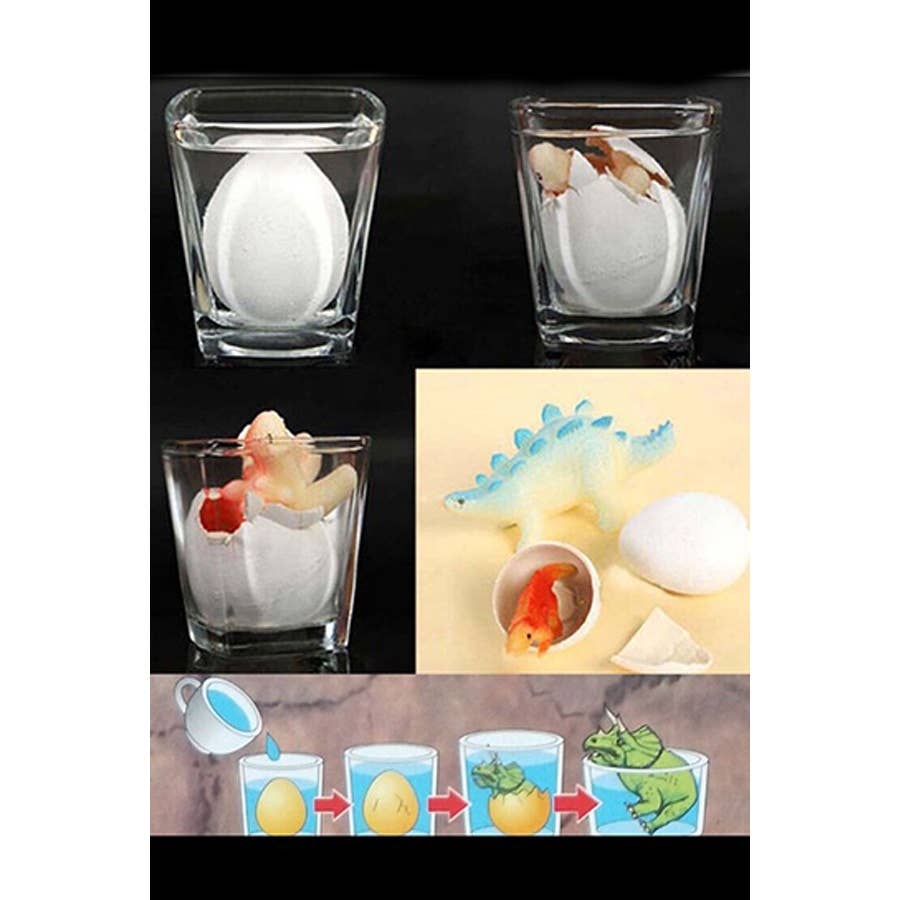 Animal Egg Growing Pet toy showing a colorful egg that hatches into a surprise animal when placed in water.