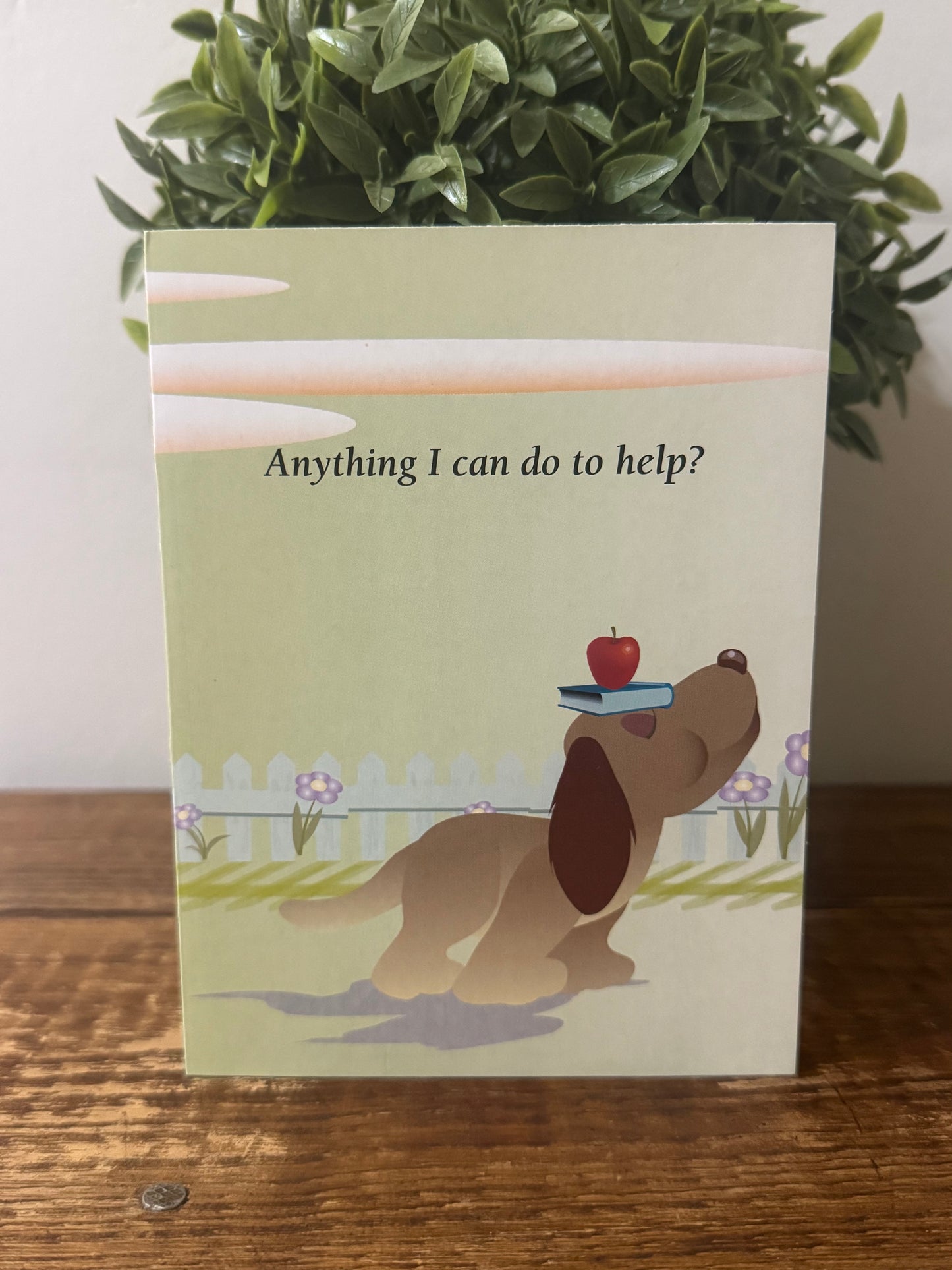 A heartfelt support card featuring an adorable puppy on the front, perfect for offering help and encouragement.