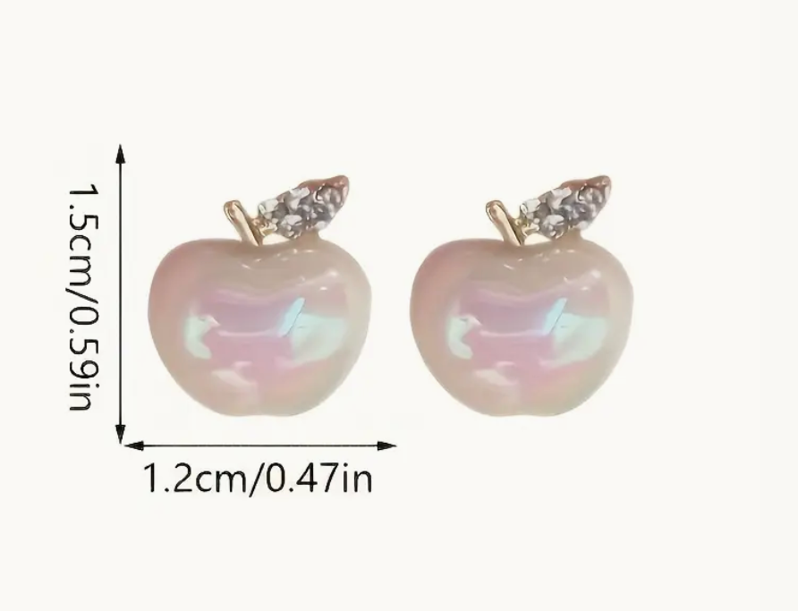 A pair of stylish apple-shaped earrings, perfect for teachers, fruit lovers, or anyone who loves unique and playful accessories.