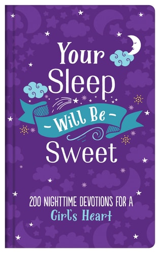 Purple book cover with 'Your Sleep Will Be Sweet' text and celestial design