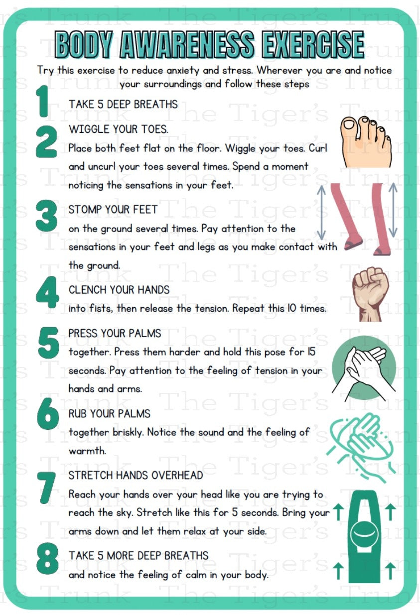 Individual mindfulness card featuring a mental health prompt for daily grounding and emotional well-being