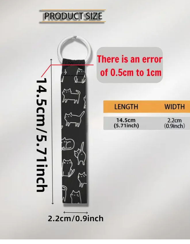Black Cat Lanyard Keychain