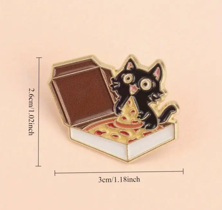 Cat and Pizza Enamel Pin