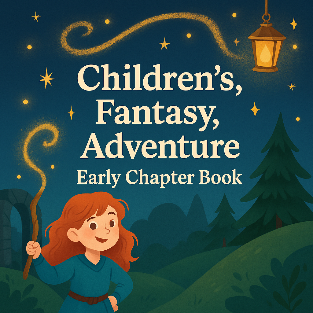 Book cover of a children's fantasy adventure early chapter book with a girl holding a wand in a forest setting.