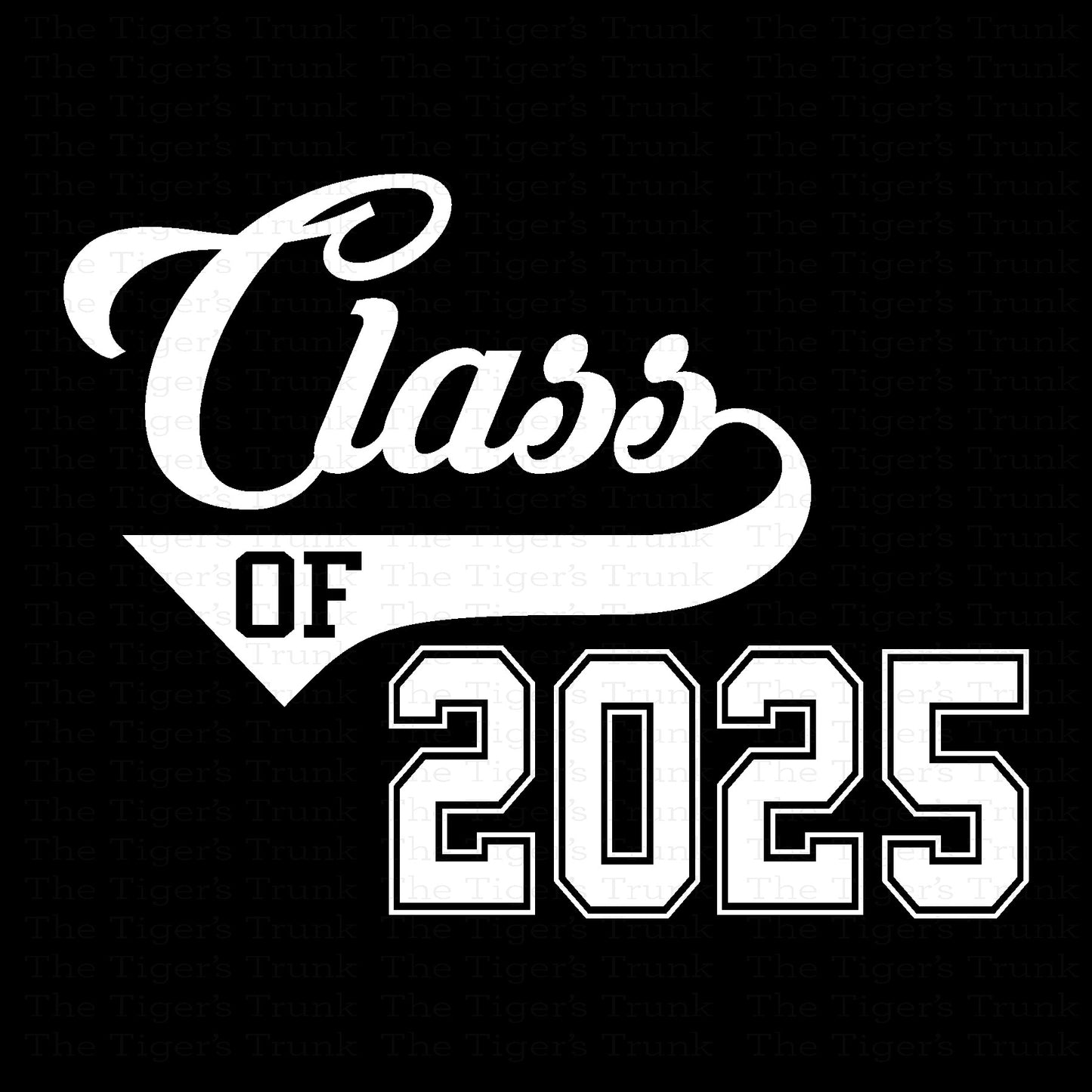 UV-DTF sticker that reads Class of 2025 in bold, stylish lettering—perfect for graduates’ water bottles, laptops, or notebooks.