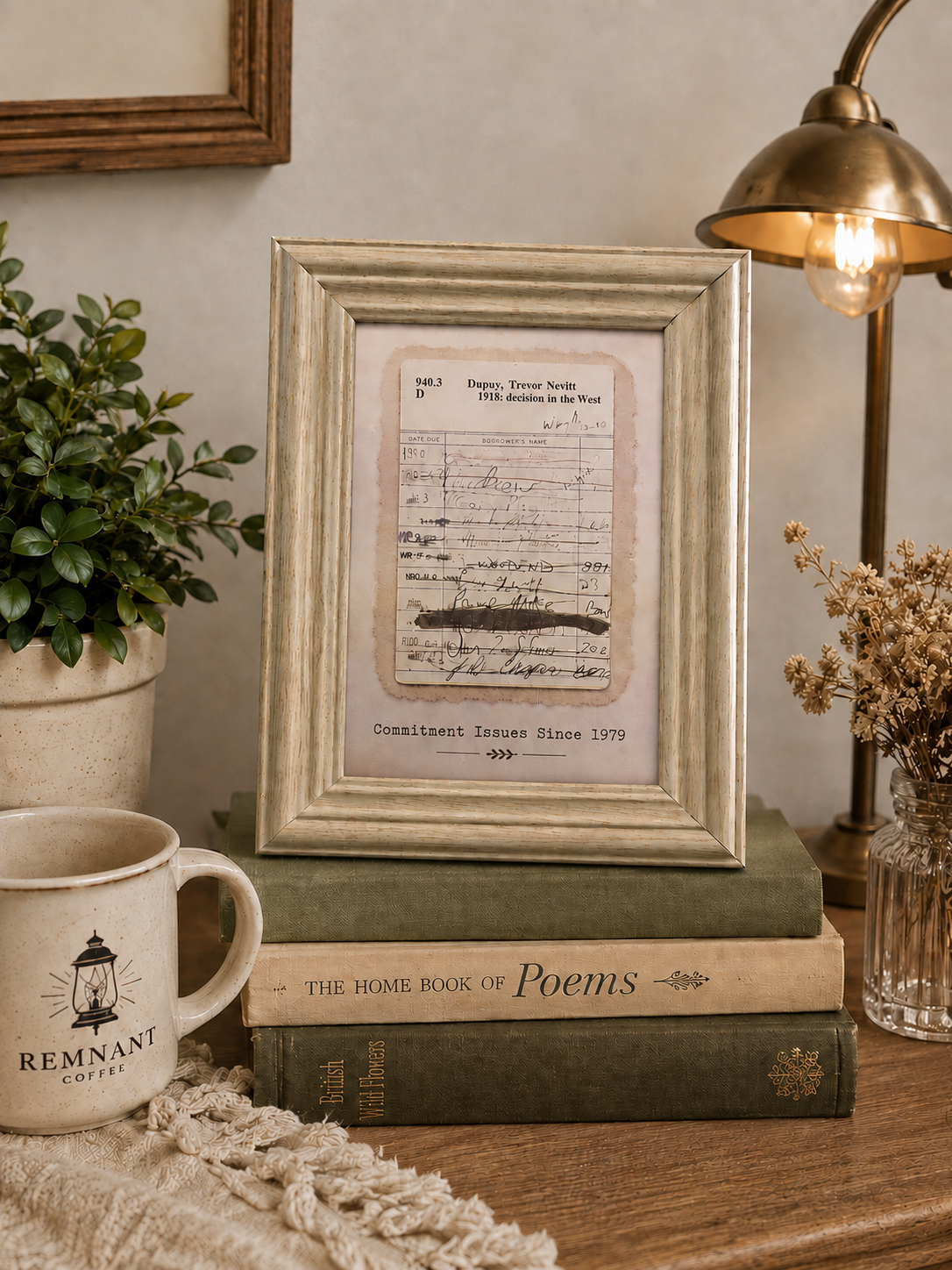 Vintage Library Card Framed Art