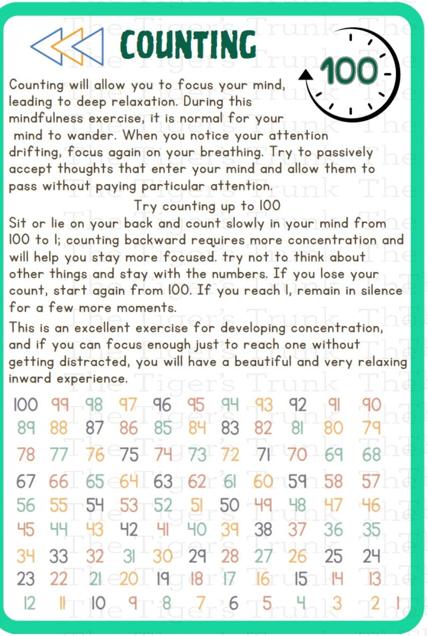 Individual mindfulness card featuring a mental health prompt for daily grounding and emotional well-being