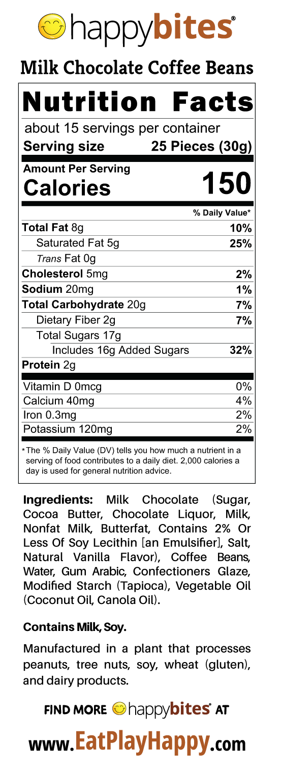 Happy Bites: Dark Chocolate Coffee Beans, 16 oz