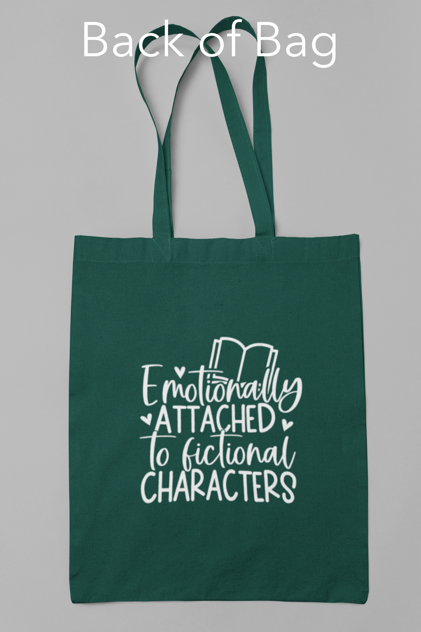Canvas tote bags featuring The Burrow Bookstore logo on one side and various literary quotes on the other side.