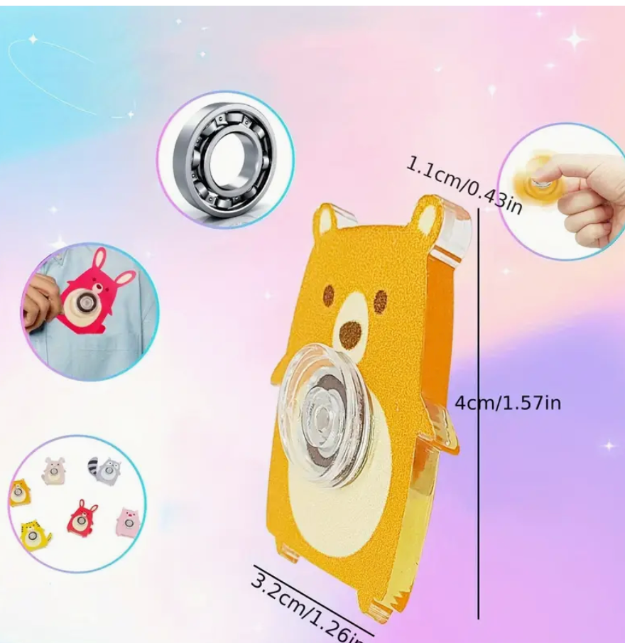 Acrylic fidget spinner with an adorable animal design, perfect for sensory play, focus, and stress relief for kids and adults.