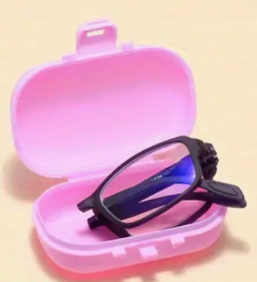 Hardback-style case for foldable reading glasses, compact and protective with a sleek, book-like exterior.