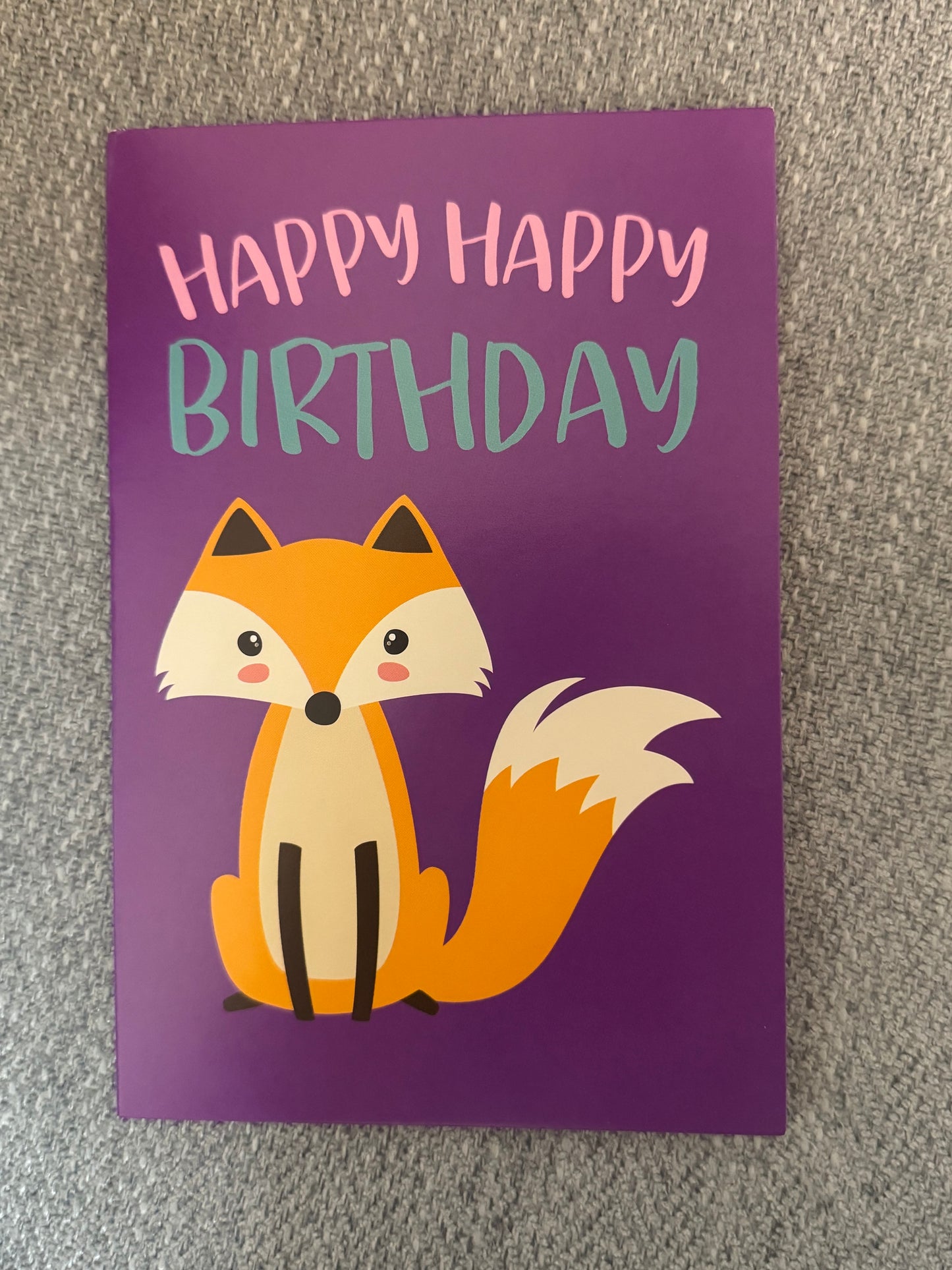 A charming Happy Birthday card featuring an illustrated fox, perfect for celebrating a special day.