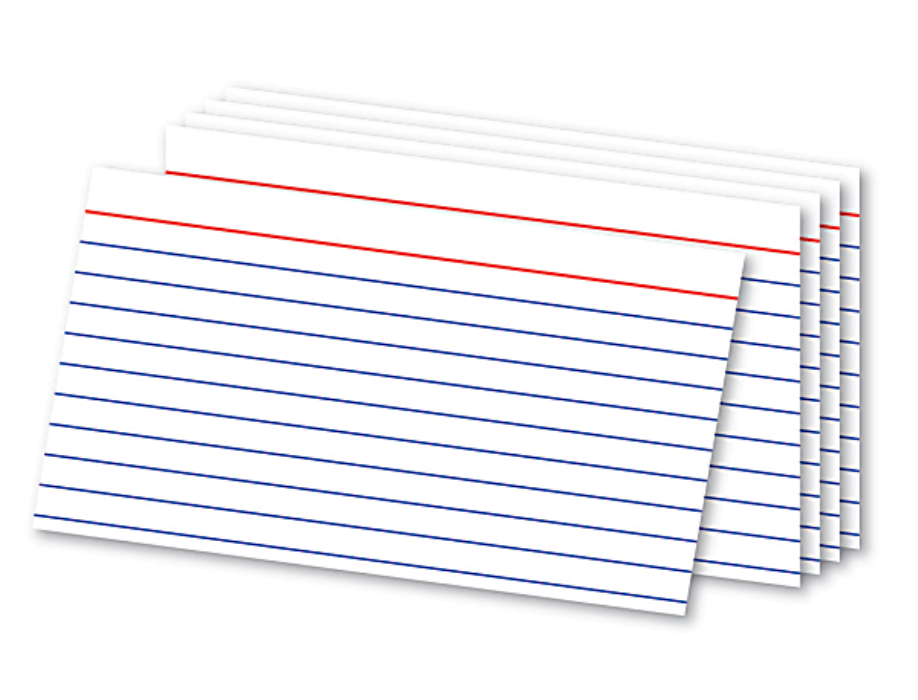 A stack of 100 lined index cards measuring 3x5 inches, perfect for notes, studying, and organization.
