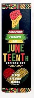 Magnetic bookmark with Juneteenth and Black History design in red, black, green, and gold