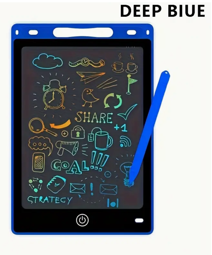 Colorful 8.5-inch LCD writing tablet for kids, featuring a durable PVC design and stylus, ideal for drawing and educational activities.