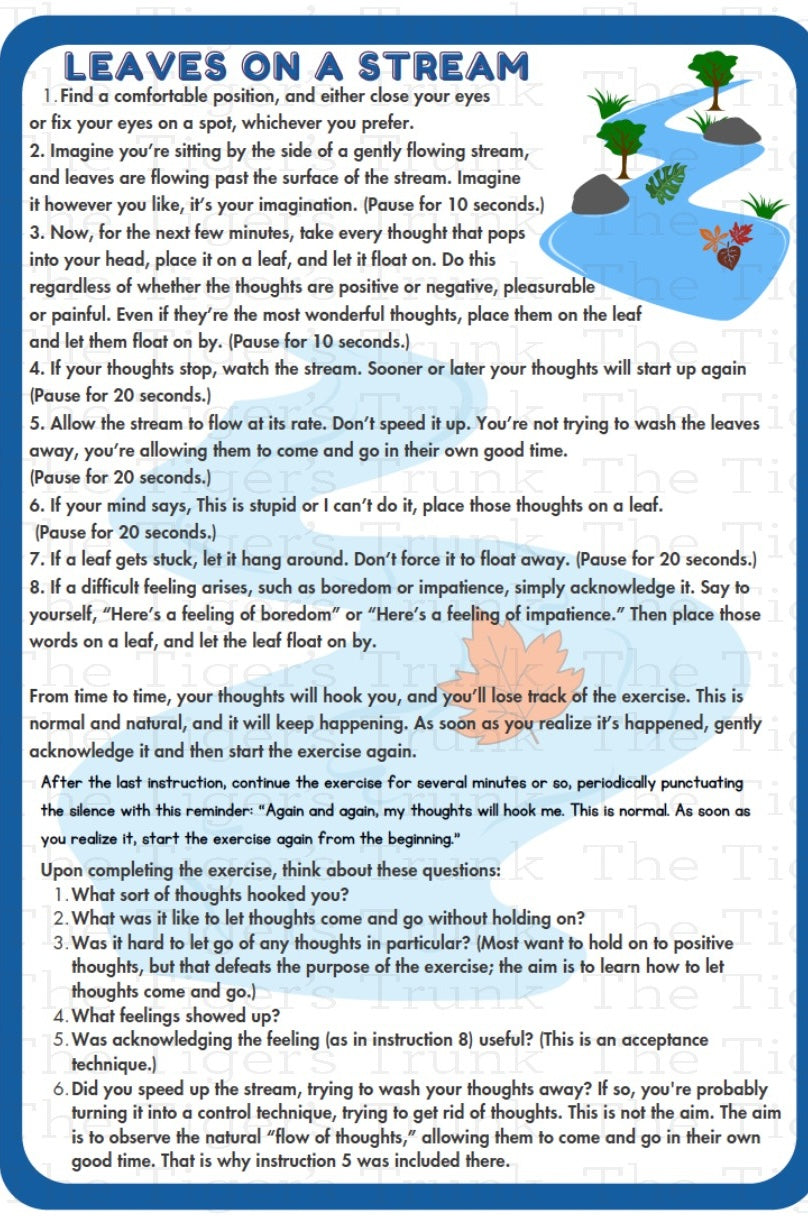 Individual mindfulness card featuring a mental health prompt for daily grounding and emotional well-being