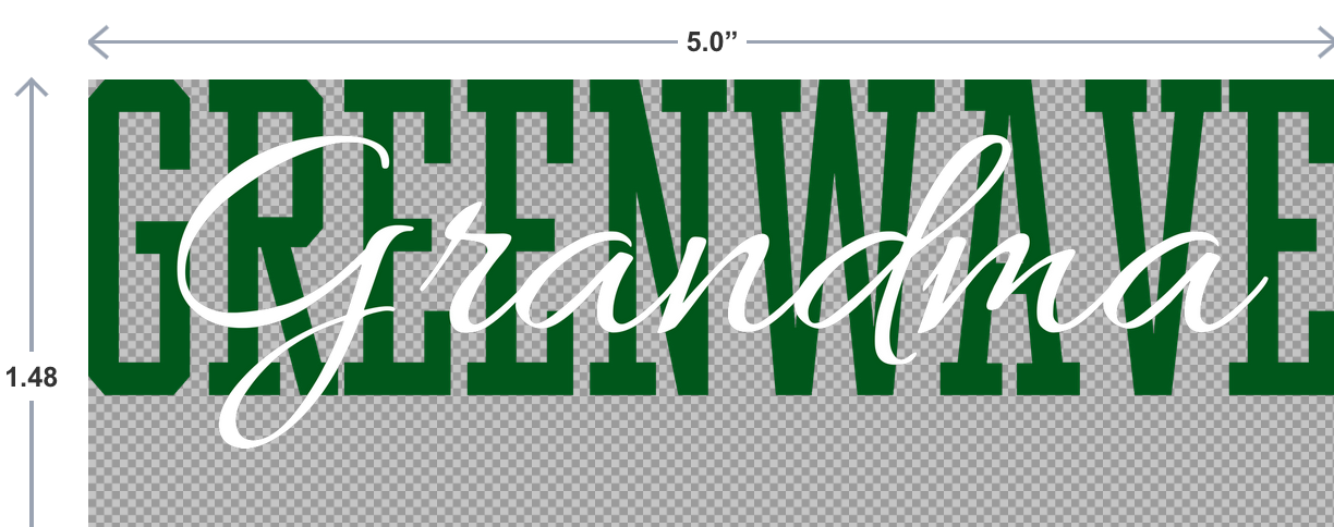 Leeds Grandma UV DTF sticker shown in 5 inch car window size and 2.5 inch water bottle size