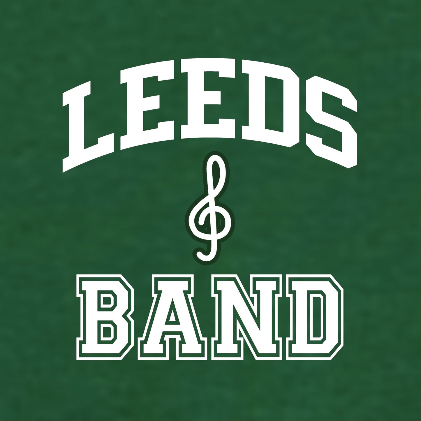 Green shirt with 'LEEDS BAND' text and treble clef symbol on a green background