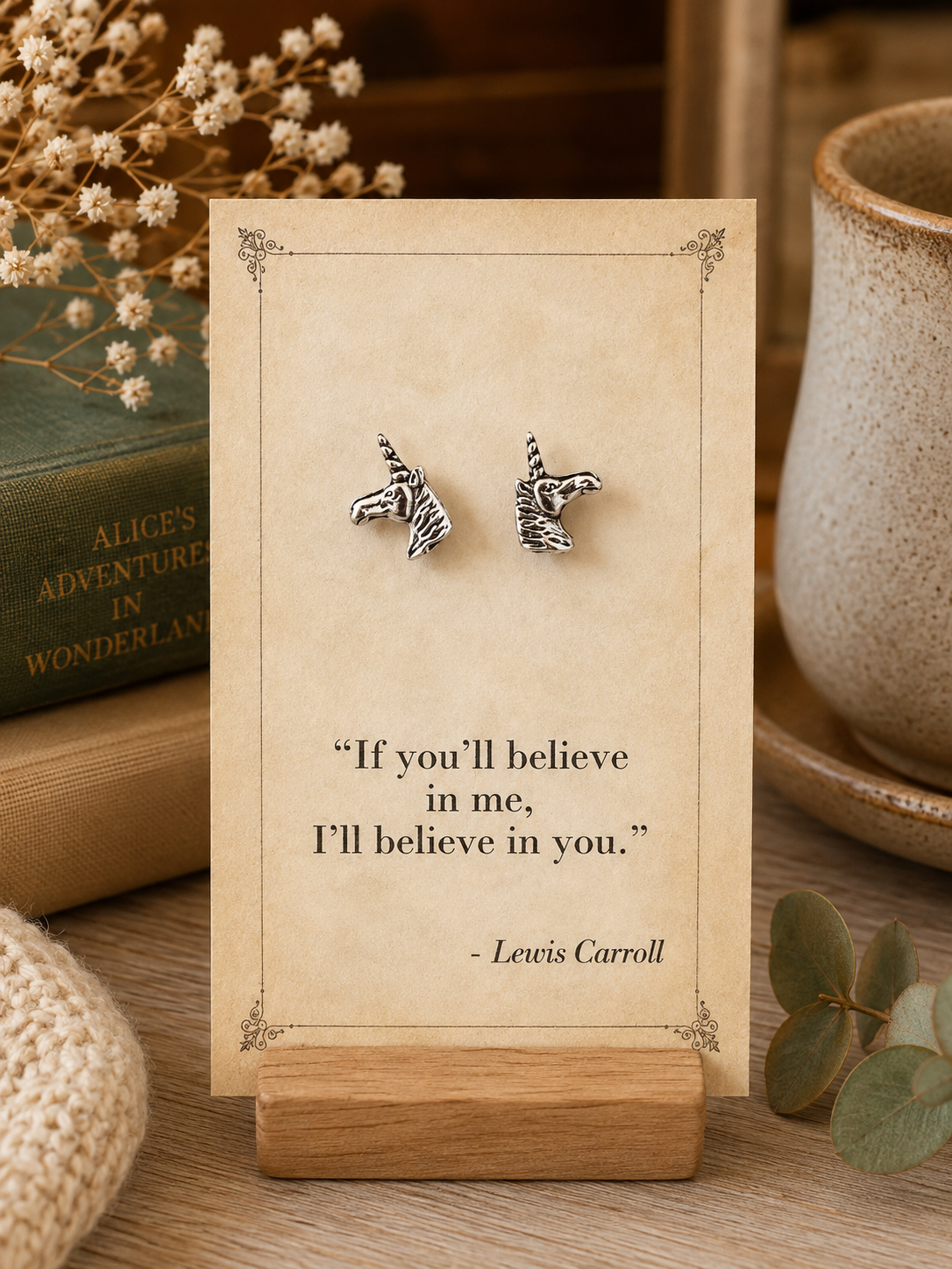 Lewis Carroll Unicorn Stud Earrings