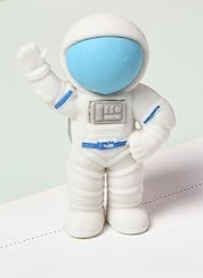 Spaceman Eraser + Neon Space-Themed Sticker