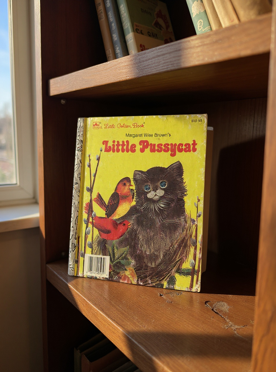 Front cover of Little Pussycat Little Golden Book by Kathleen Daly with illustrated kitten, classic vintage children’s storybook