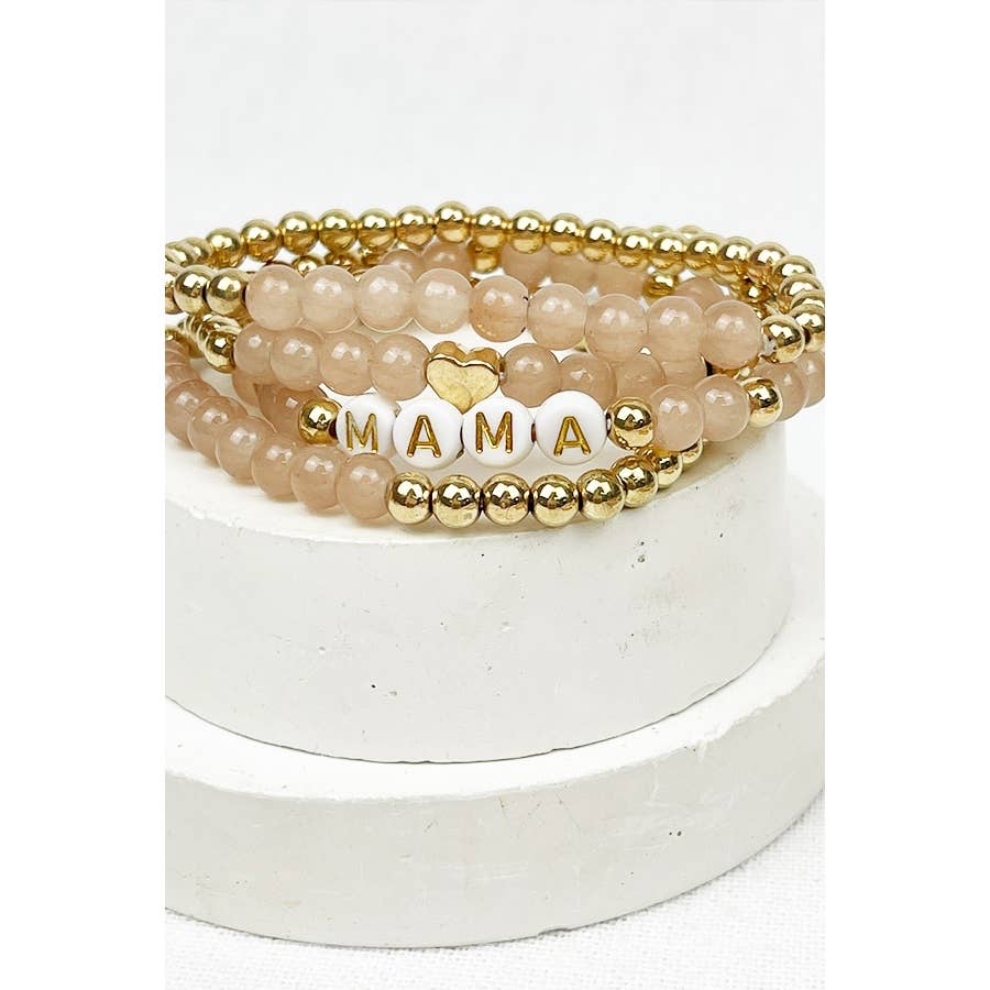 Bracelet: Mama Beads Layered Soft Tone, a stylish and lightweight accessory with a chic layered design.