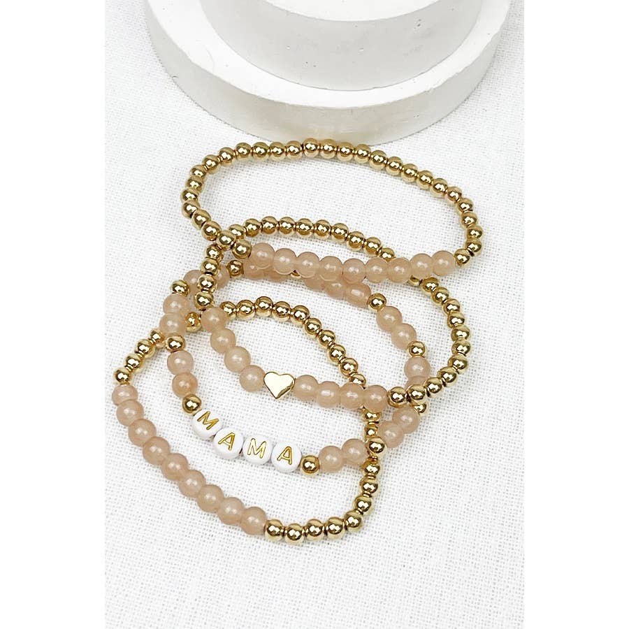 Bracelet: Mama Beads Layered Soft Tone, a stylish and lightweight accessory with a chic layered design.