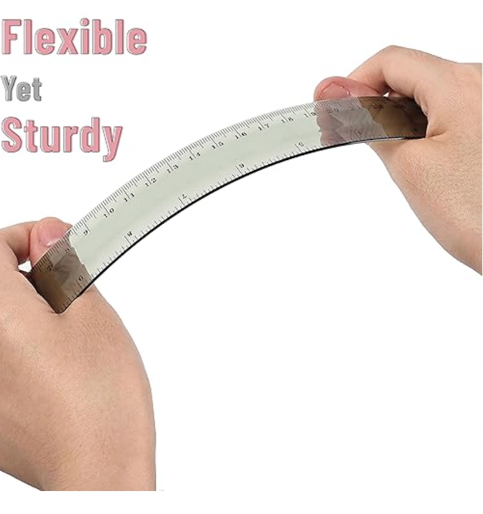 Mr. Pen 12-inch transparent plastic ruler with vintage tint, featuring clear imperial and metric markings in high-contrast black ink.