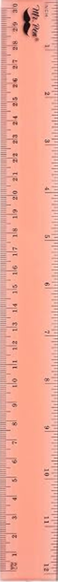 Mr. Pen 12-inch transparent plastic ruler with vintage tint, featuring clear imperial and metric markings in high-contrast black ink.