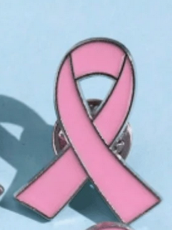 Pink ribbon symbol on a blue background