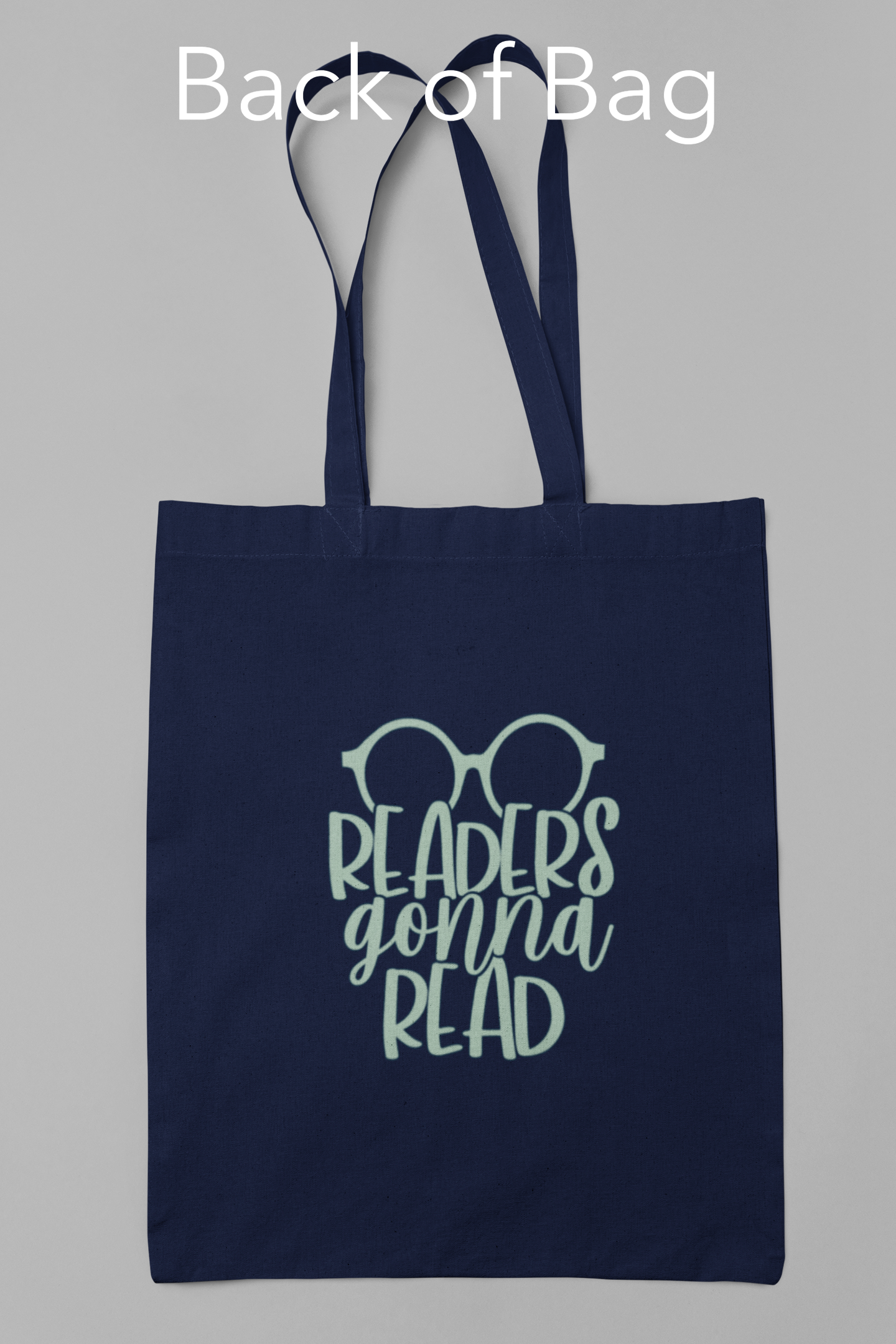 Canvas tote bags featuring The Burrow Bookstore logo on one side and various literary quotes on the other side.